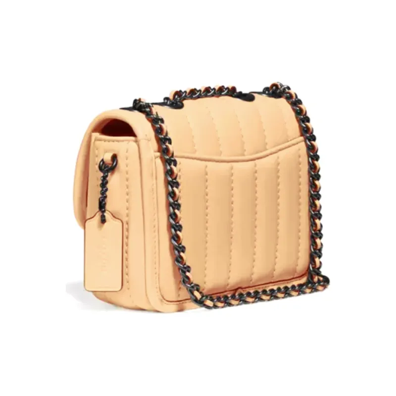COACH Madison Nappa Sheep Leather With Leather Small Square Bag Shoulder Bag, Crossbody Bag Mini Women's Orange Pink-1