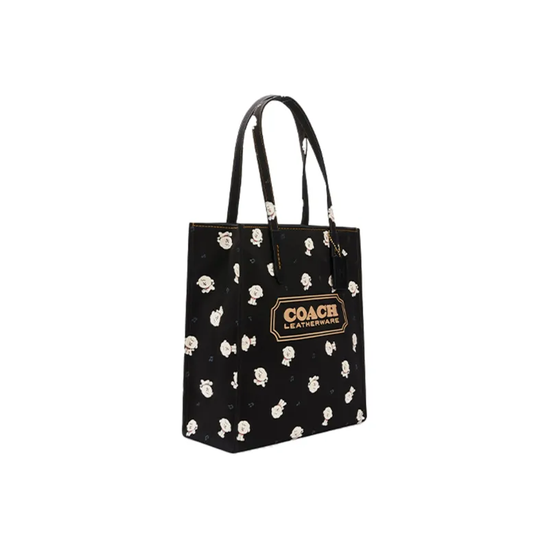 COACH Never's Family Collaboration Julia Fabric Tote Bag, Shopping Bag, Handbag, Shoulder Bag Large Size Women's Black-1