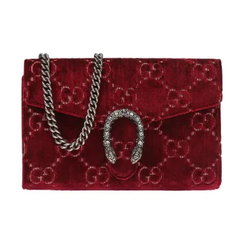 GUCCI Dionysus Velvet Chain Wallet Crossbody Bag Shoulder Bag Mini Women's Burgundy