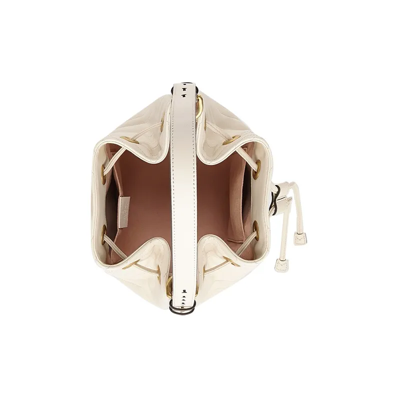 GUCCI Marmont Quilting Leather Bucket Bag Handbag Crossbody Bag Shoulder Bag Small Size Women's White-3