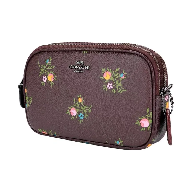 COACH Sadie Leather Clutch, Shoulder Bag, Crossbody Bag Small Size Women's Dark Burgundy-2