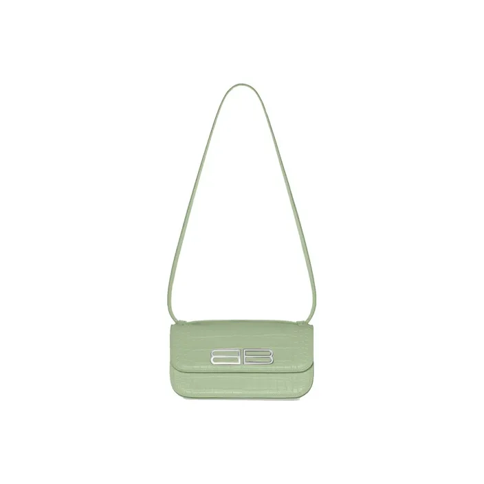 Balenciaga Gossip Cow Leather Portable Crossbody Bag, Shoulder Bag Women's Green-0