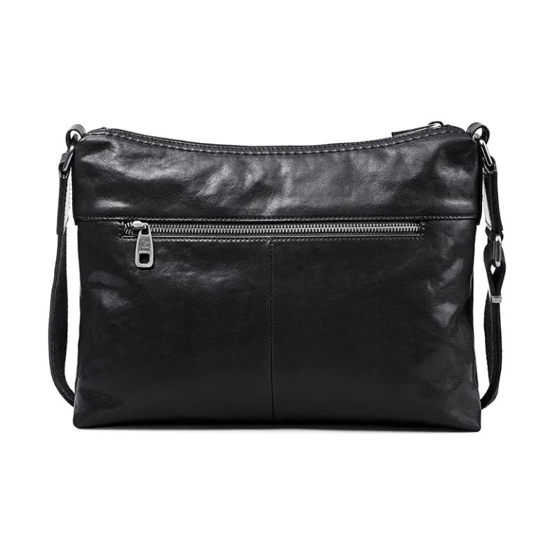 Jeep Genuine Leather Top Grain Cow Leather Shoulder Bag Crossbody Bag Regular Men's Black-4