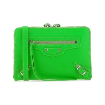 Balenciaga Cow Leather Makeup Bags Toiletry Bags Women's Green