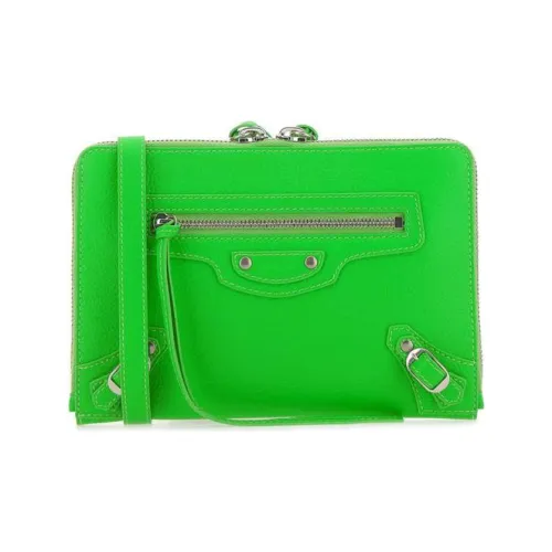 Balenciaga Cow Leather Makeup Bags Toiletry Bags Women's Green