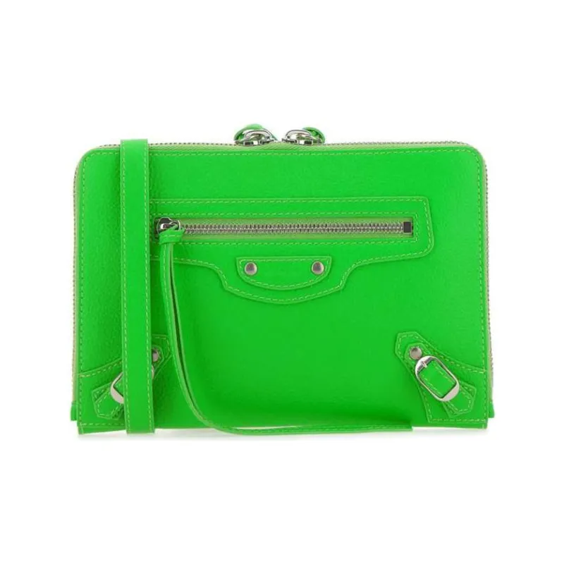 Balenciaga Cow Leather Makeup Bags Toiletry Bags Women's Green-0