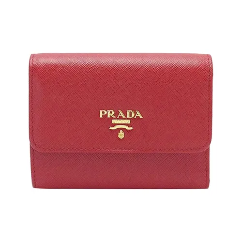 PRADA Leather Wallet Women's Red