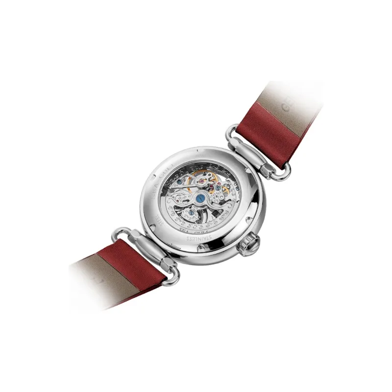Sea Gull Frontier Time Goddess Automatic Mechanical Movement Spun Silk Strap Watch Women's Watch White Dial-3