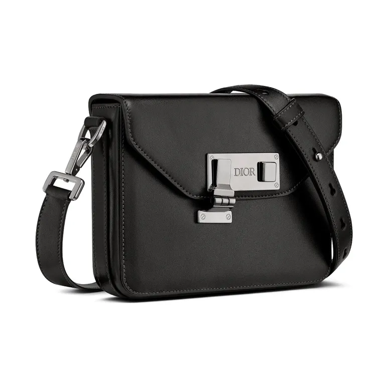 DIOR Lock Cow Leather Messenger Bag, Shoulder Bag, Crossbody Bag Regular Men's Black-1