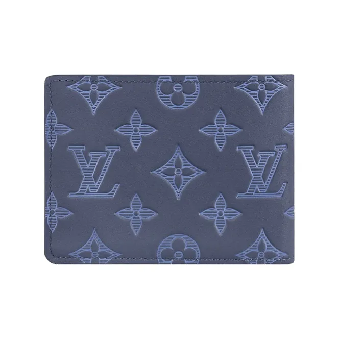 LOUIS VUITTON Multiple Wallet Monogram Shadow Navy Blue-0