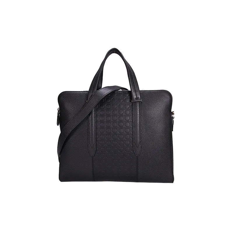 FERRAGAMO Cow Leather Business Handbag Regular Men's Black-0