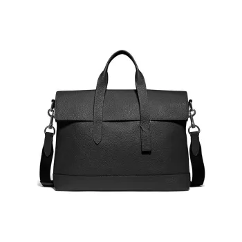 COACH Hamilton Pebbled Leather Laptop Bags Briefcases Handbag Shoulder Bag Crossbody Bag Large Size Men's Black