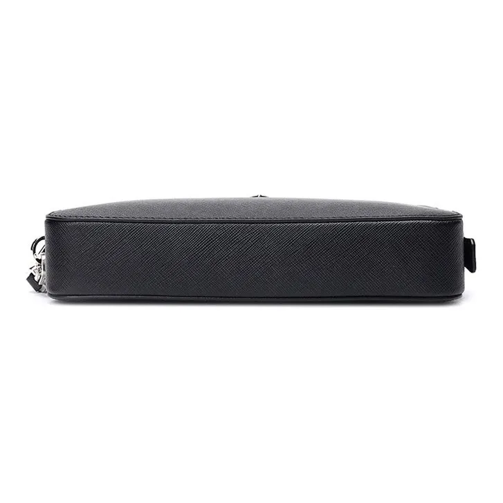PRADA Saffiano Leather Clutch Men's Black-3