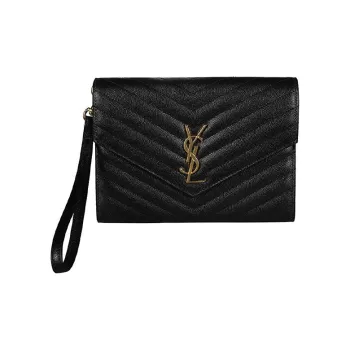 SAINT LAURENT Leather Clutch Regular Women's Black