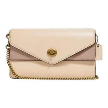 COACH Aster Leather Envelope Bag Shoulder Bag Crossbody Bag Women's Beige With Dusty Pink Accents
