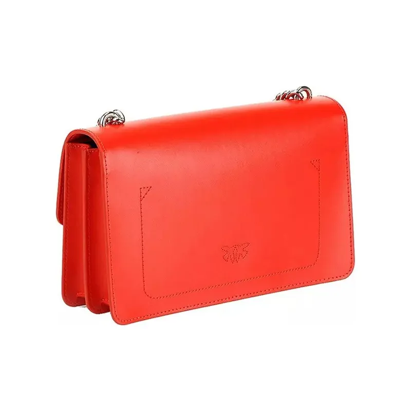 PINKO Leather Swallow Bag, Shoulder Bag, Crossbody Bag Women's Red-2