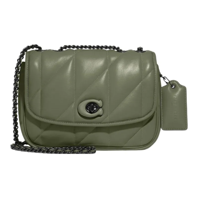 COACH Pillow Nappa Leather Shoulder Bag Crossbody Bag Medium Size Women's Army Green-0