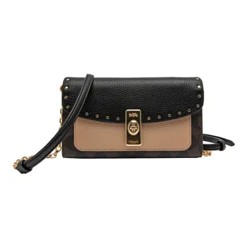 COACH Lane Canvas With Leather Shoulder Bag Crossbody Bag Handbag Regular Women's Brown Taupe