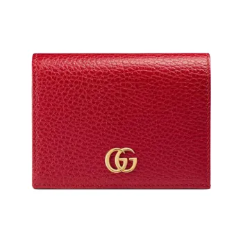 GUCCI Marmont Leather Card Holder Women's Red