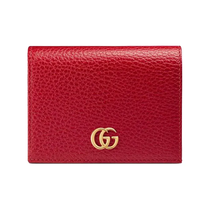 GUCCI Marmont Leather Card Holder Women's Red-0