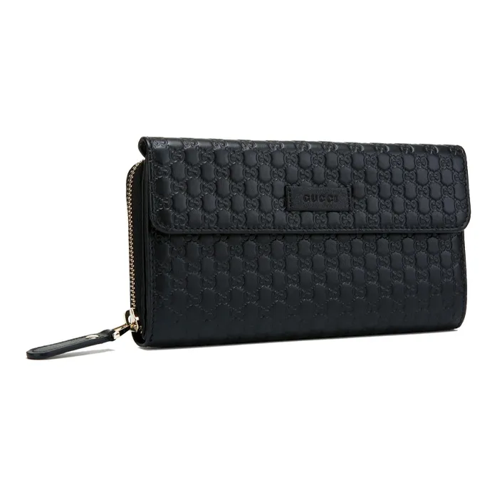 GUCCI Embossed Leather Wallet Unisex Black-1