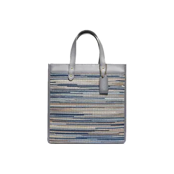 COACH Field Leather Tote Bag Shopping Bag Portable One Shoulder Crossbody Large Size Women's Gray Mixed Color