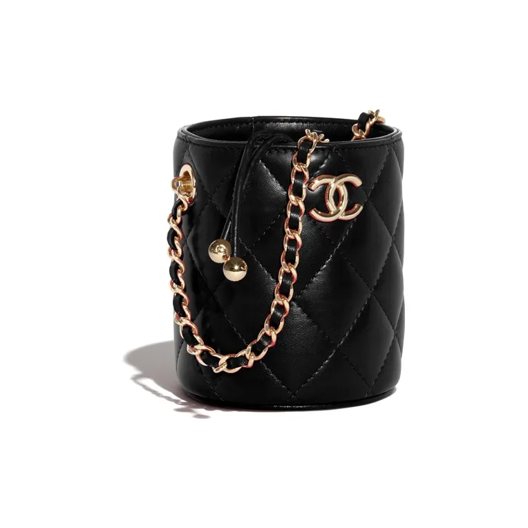 CHANEL Lambskin Bucket Bag, Shoulder Bag, Crossbody Bag Trumpets Women's Black-1