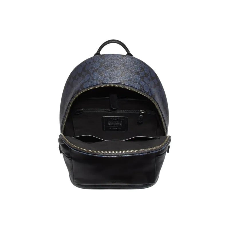 COACH Metropolitan Canvas With Leather Backpack Medium Size Men's Black Gray Color-1