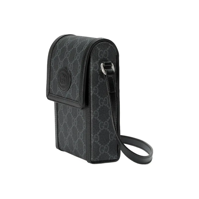 GUCCI GG Retro Series Canvas Patchwork Leather Shoulder Bag, Crossbody Bag, Cell Phone Pouch Mini Men's Black-1