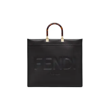 FENDI Sunshine Large Black Leather Shopper Black