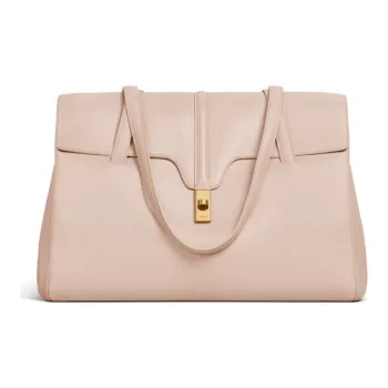 CELINE Soft 16 Smooth Cow Leather Soft Handbag Shoulder Bag Handbag Large Size Women's Nude Pink