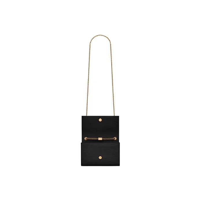 SAINT LAURENT KATE Shiny Cow Leather With Nubuck Texture Shoulder Bag, Crossbody Bag Trumpets Women's Black-5