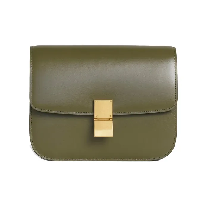 CELINE Classic Bo Polished Cow Leather Handbag, Square Bag, Shoulder Bag, Crossbody Bag Medium Size Women's-0
