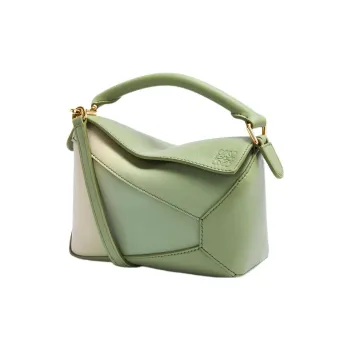 LOEWE Puzzle Nappa Calfskin Shoulder Bag, Crossbody Bag Mini Women's Green/Oat