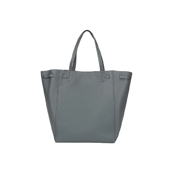 CELINE Cabas Cow Leather Tote Shoulder Handbag Women's Gray-3