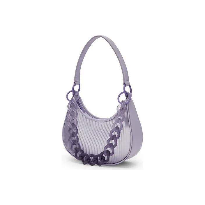CHARLES&KEITH Artificial Leather Underarm Handbag, Shoulder Bag Trumpets Women's White/Light Purple/Light Red-10