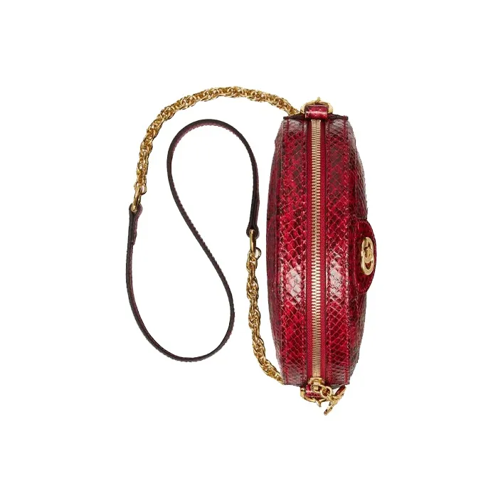 GUCCI Ophidia Snake Skin Shoulder Bag Women's Lotus Red-4