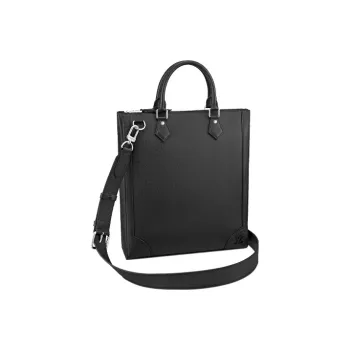 LOUIS VUITTON Wrinkle-Free Cow Leather Handbag Handbag Regular Men's Black