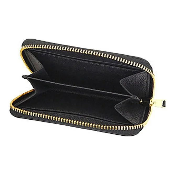 COACH Leather Coin Purses Wallets Women's Black-4