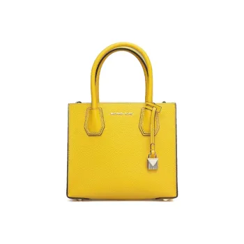 MICHAEL KORS Mercer Cow Leather Trunk Bag, Handbag, Shoulder Bag, Crossbody Bag Small Size Women's Bright Yellow