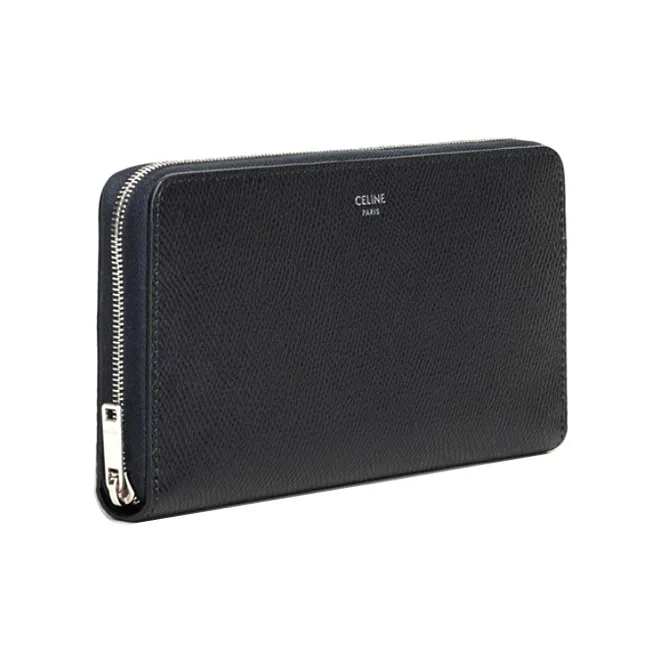 CELINE Cow Leather Wallet Large Size Men's Black-1