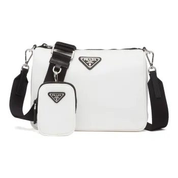 PRADA Nylon And Saffiano Leather Crossbody Bag Shoulder Bag Men's White