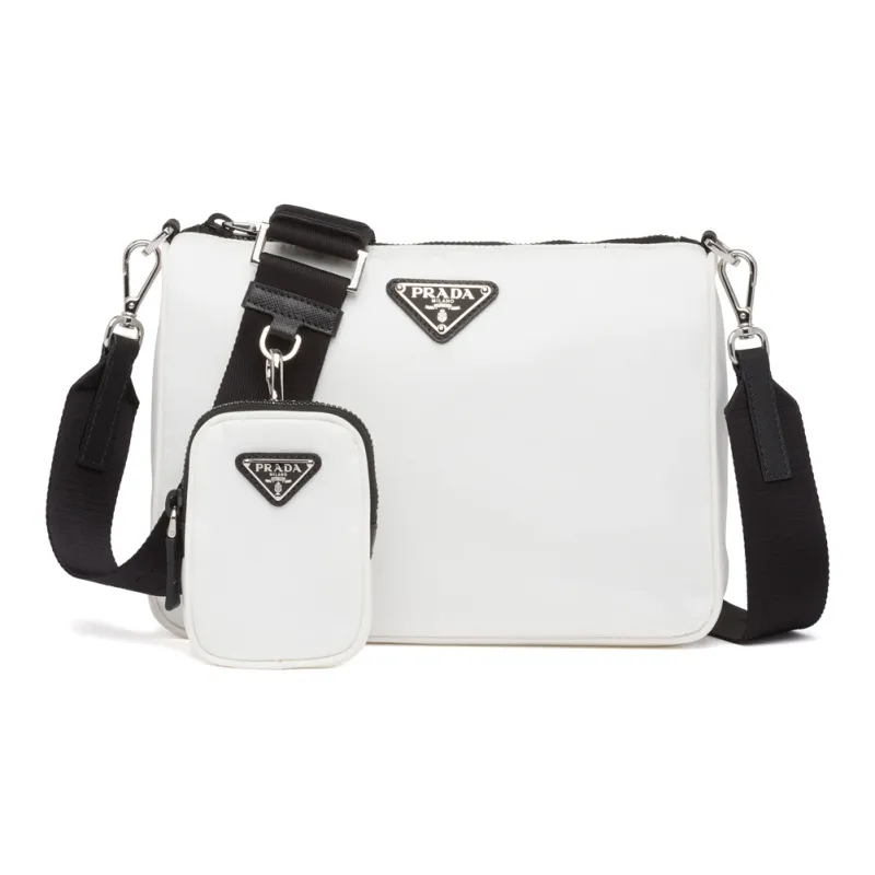 PRADA Nylon And Saffiano Leather Crossbody Bag Shoulder Bag Men's White-0