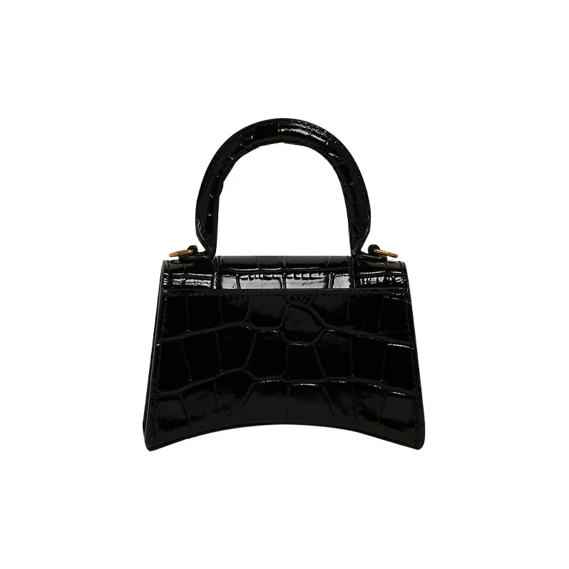 Balenciaga Hourglass Cow Leather Embossed Hourglass Bag Shoulder Bag Handbag Crossbody Bag Mini Women's Black-2