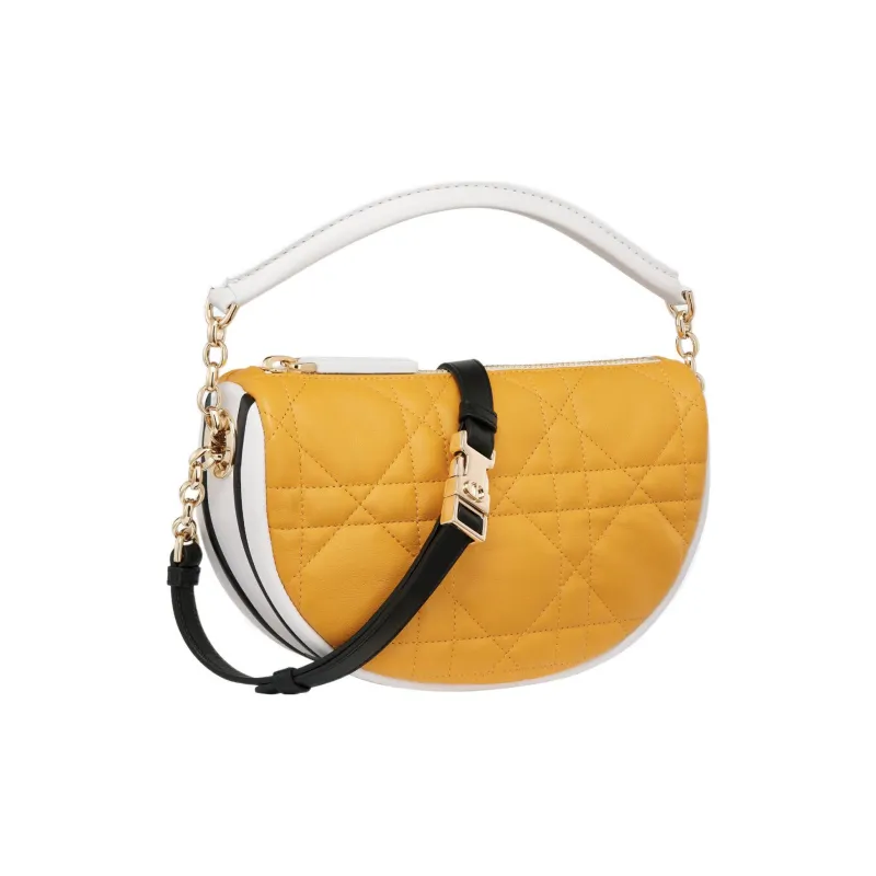 DIOR Sheepskin HOBO Bag, Dumpling Bag, Handbag, Crossbody Bag Small Size Women's Mustard Yellow-1