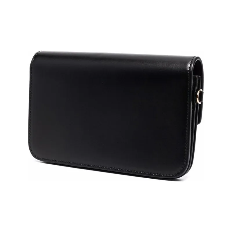 FENDI Cow Leather Clutch Shoulder Bag Crossbody Bag Handbag Mini Women's Black-2