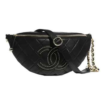 CHANEL Polished Lambskin Zip Bag, Chain Bag, Crossbody Bag, Fanny Pack Women's Black