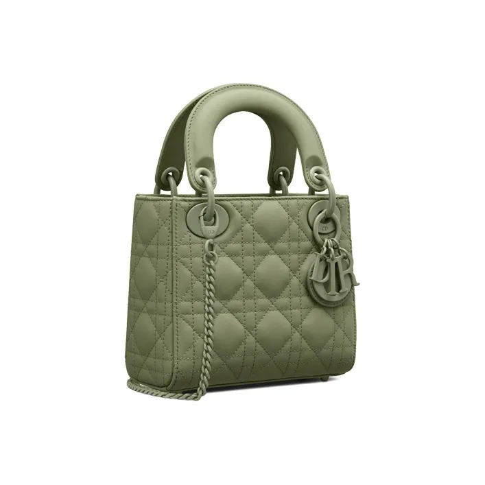 DIOR Lady Dior Cow Leather Wicker Pattern Shoulder Bag Crossbody Bag Handbag Mini Women's Matcha Green-1