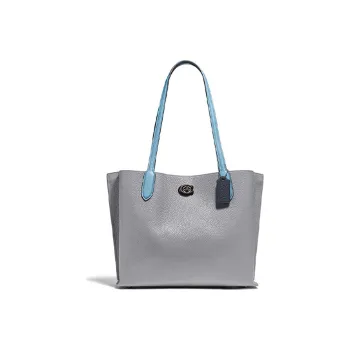 COACH Willow Leather Portable Crossbody Bag Shoulder Bag Women's Gray Blue Multicolor