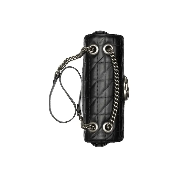 GUCCI Marmont Leather Shoulder Bag Crossbody Bag Small Size Women's Black-4